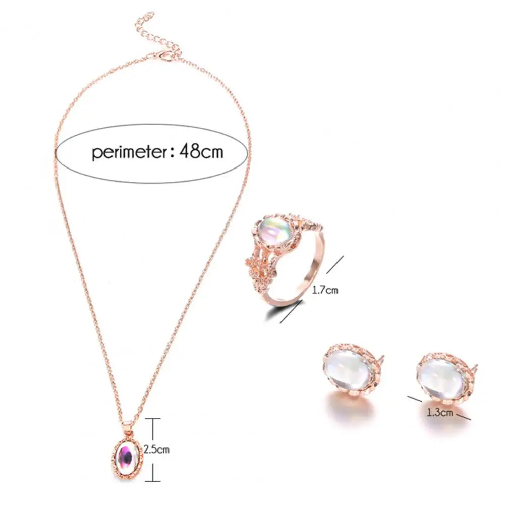 1 Set Stylish Vintage Jewelry Set – Charming Necklace, Earrings, and Ring for Everyday Elegance