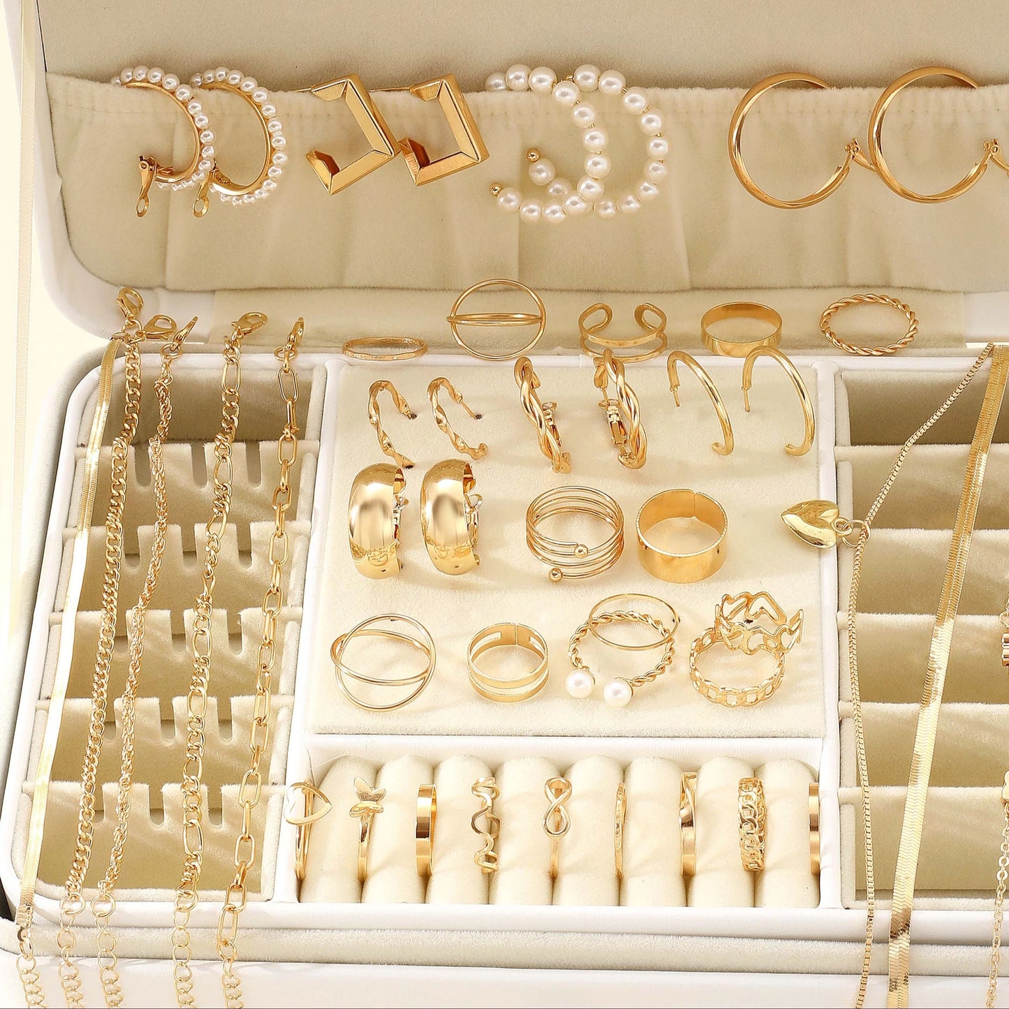 54-Piece Elegant Jewelry Set – Earrings, Necklaces, Rings, & Bracelets in a Versatile 4-in-1 Collection for Daily Wear