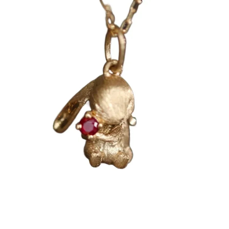 Cute & Exquisite Rabbit Jewelry Set – Fun Matte Ancient Gold Earrings, Ring, and Necklace for Women, Perfect Gift for Girlfriend