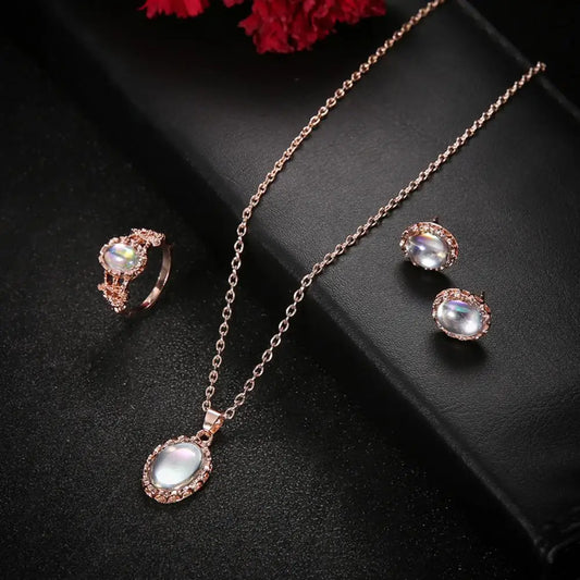 1 Set Stylish Vintage Jewelry Set – Charming Necklace, Earrings, and Ring for Everyday Elegance
