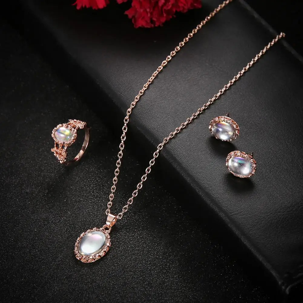 1 Set Stylish Vintage Jewelry Set – Charming Necklace, Earrings, and Ring for Everyday Elegance