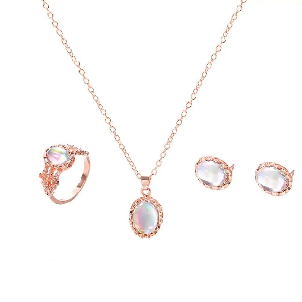 1 Set Stylish Vintage Jewelry Set – Charming Necklace, Earrings, and Ring for Everyday Elegance