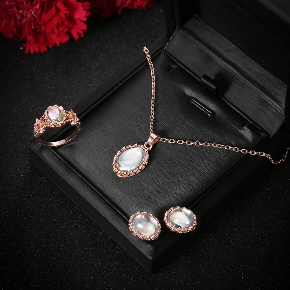 1 Set Stylish Vintage Jewelry Set – Charming Necklace, Earrings, and Ring for Everyday Elegance